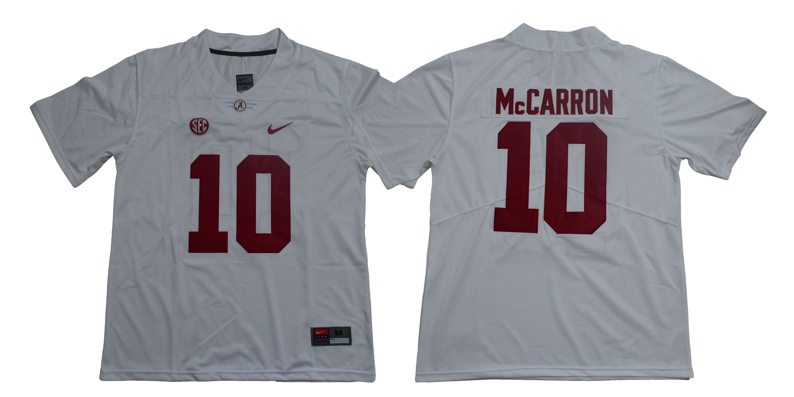 Men Alabama Crimson Tide #10 Mccarron White Legendary Edition NCAA Jerseys